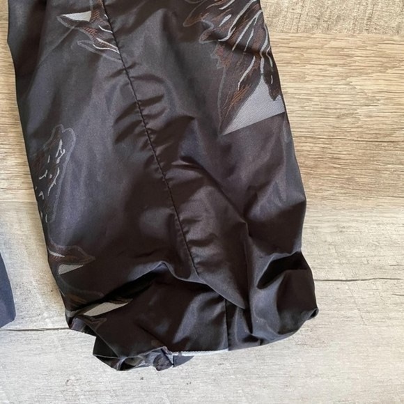 Insight Double Breasted Ruched Floral Print Jacket Sz 10 Brown Gray Lightweight - Picture 5 of 8